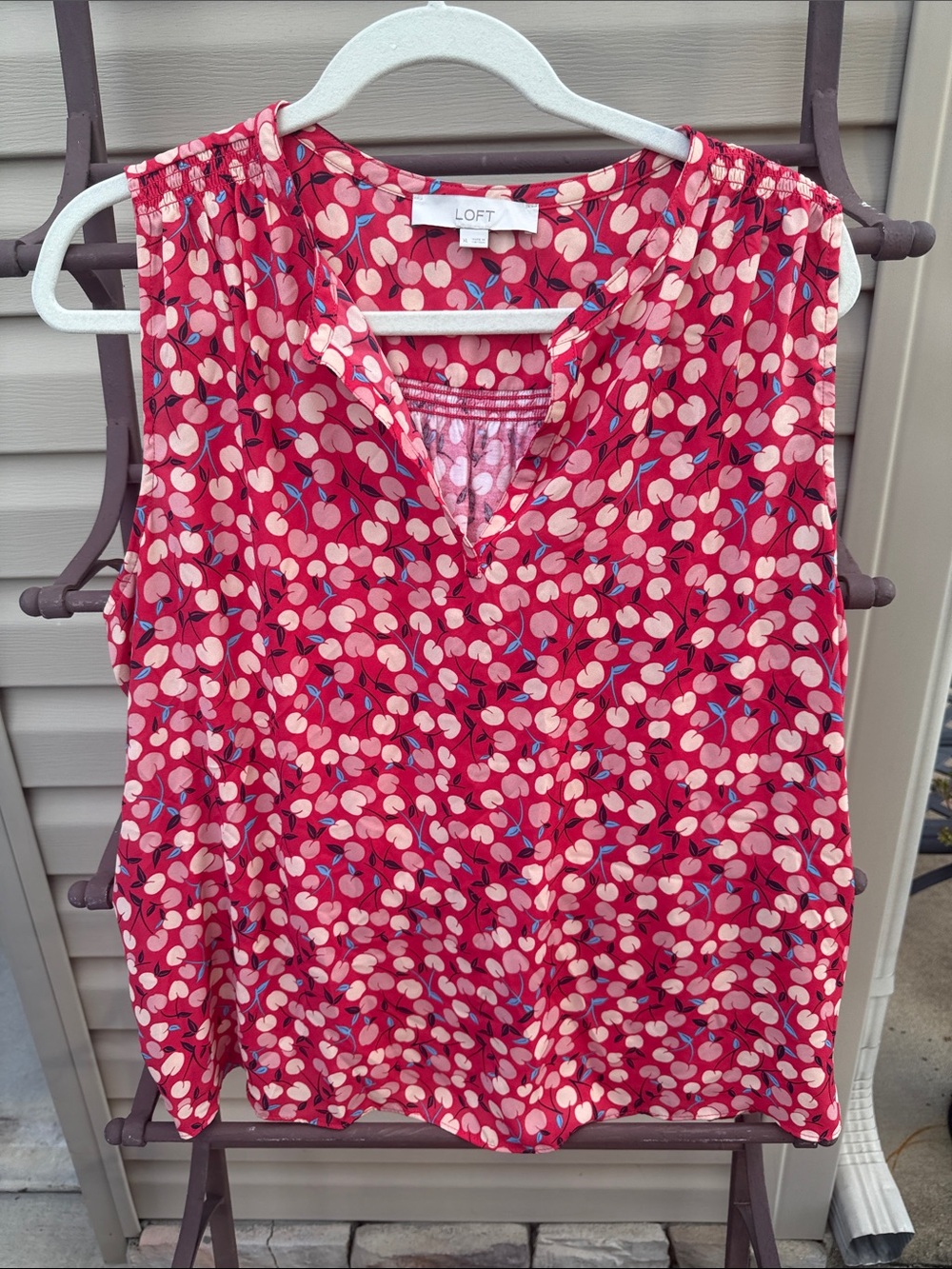 LOFT Cherry-Print V-Neck Sleeveless Top